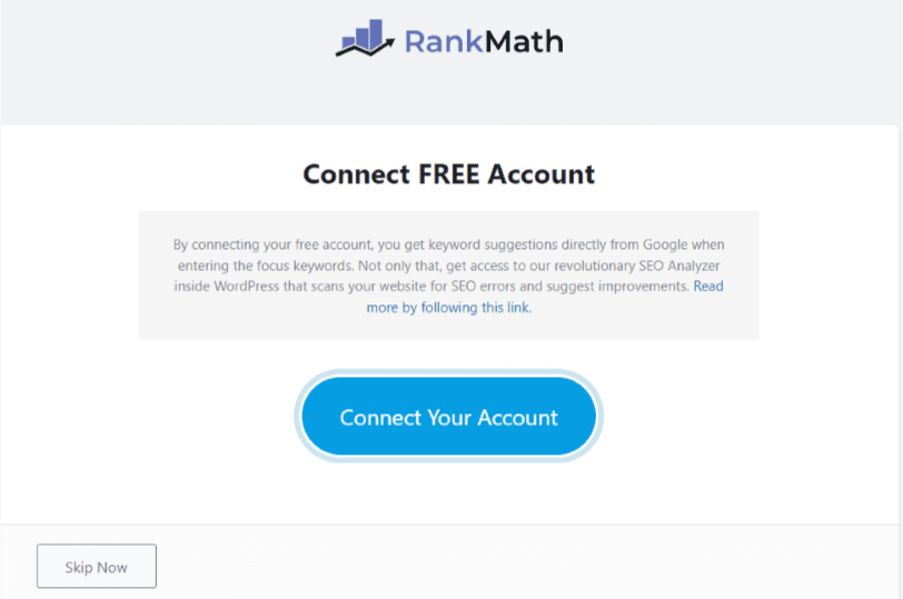 Rank Math Free Account Connection